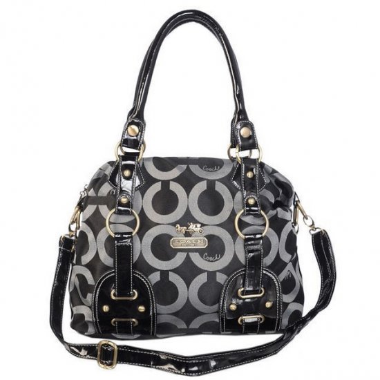 Coach Madison In Monogram Medium Black Satchels BOJ - Click Image to Close